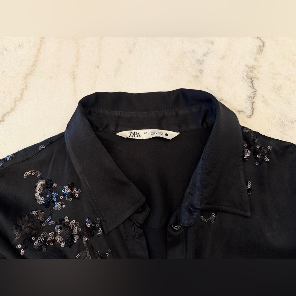Zara Black Embellished Satin Jumpsuit - Picture 10 of 16